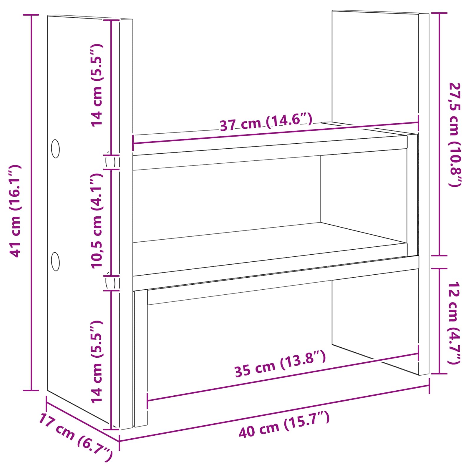 Supporto per Monitor da Scrivania Rovere Nero 40 x 17 x 41 cm 8003921