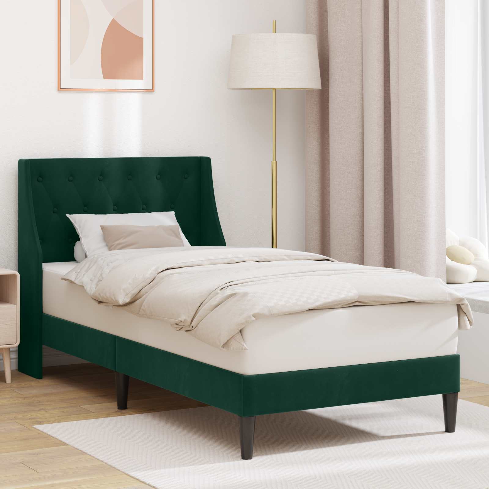 Struttura del letto Verde Scuro 90 x 190 cm Velluto 42027396