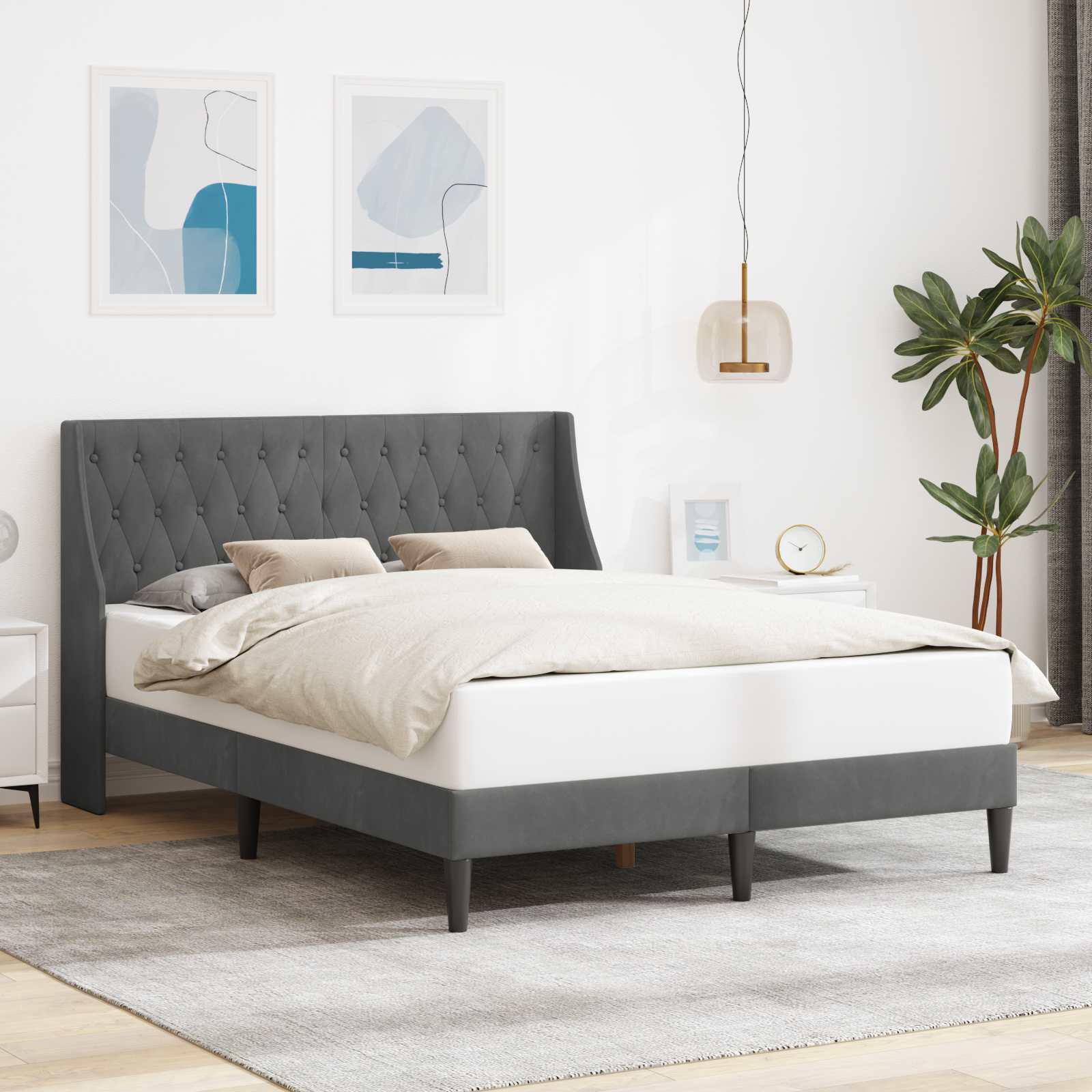 Struttura del letto Grigio scuro 120 x 190 cm Velluto 42027413