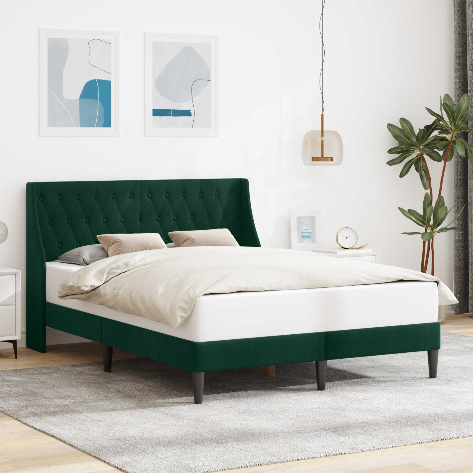 Struttura del letto Verde Scuro 120 x 190 cm Velluto 42027414