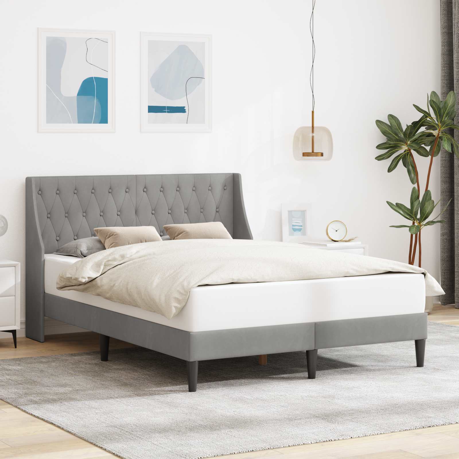 Struttura del letto Grigio chiaro 160 x 200 cm Velluto 42027436