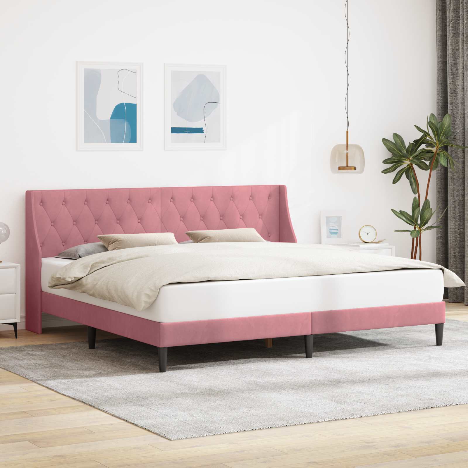 Struttura del letto con testiera Rosa 180 x 200 cm Velluto 42027445