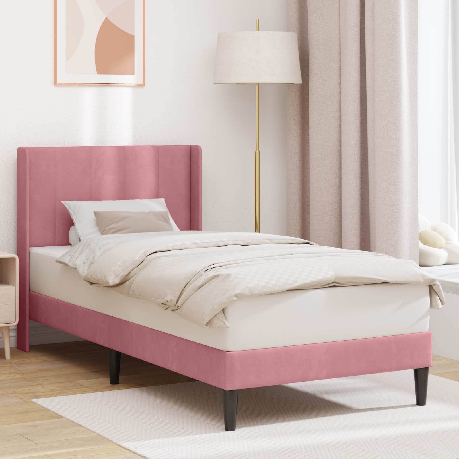 Struttura del letto con testiera Rosa 80 x 200 cm Velluto 42027470
