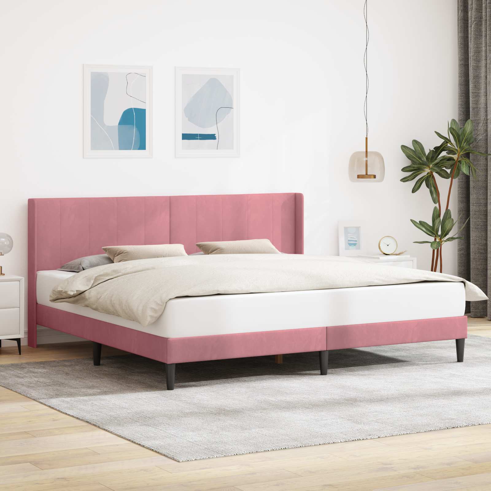 Struttura del letto con testiera Rosa 180 x 200 cm Velluto 42027524