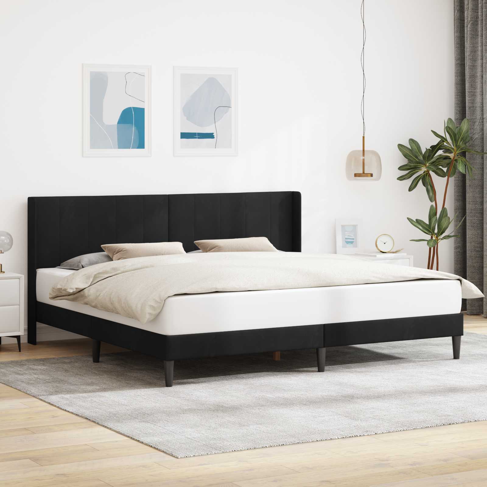 Struttura del letto con testiera Nero 200 x 200 cm Velluto 42027531
