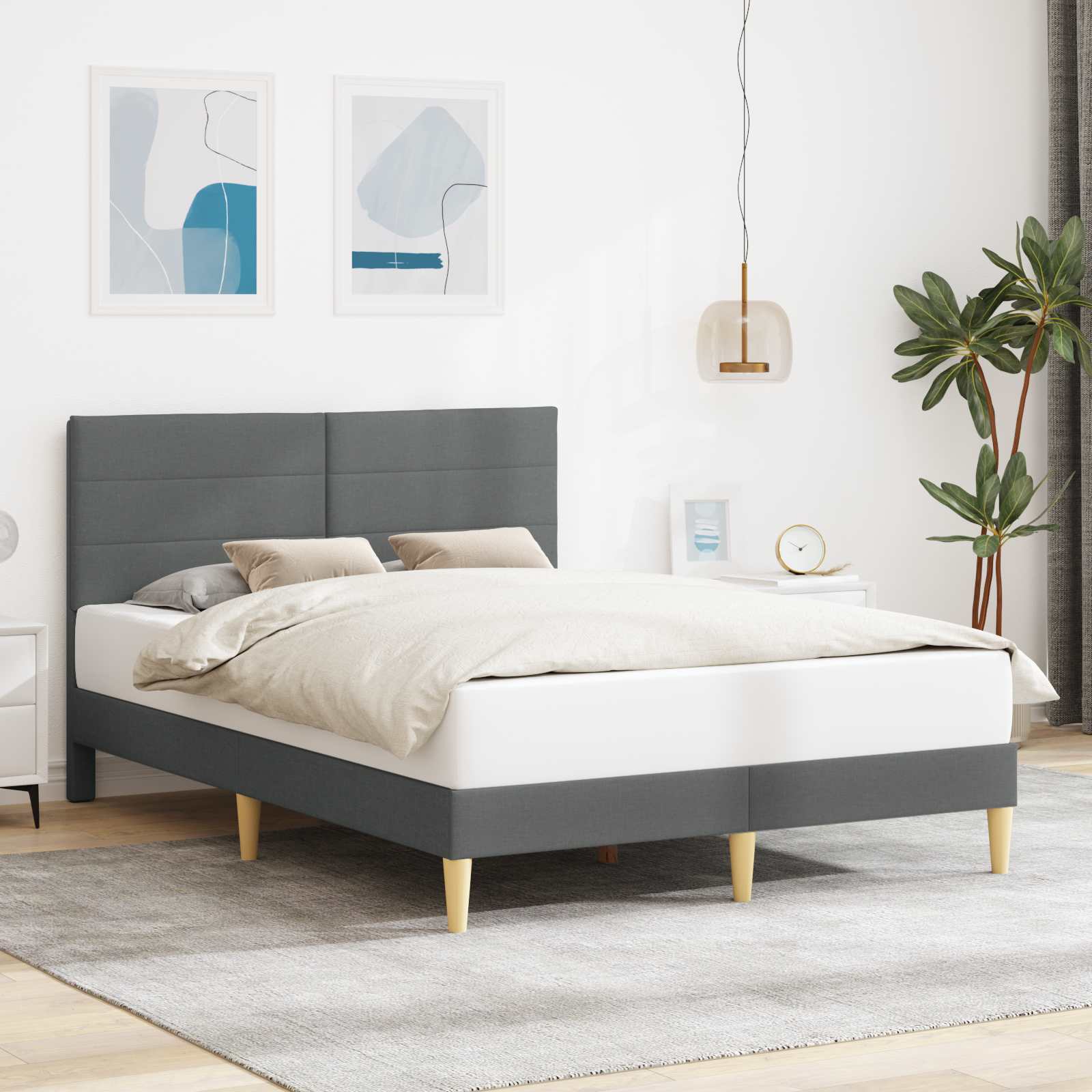 Struttura del letto Grigio scuro 160 x 200 cm Tessuto 42027595