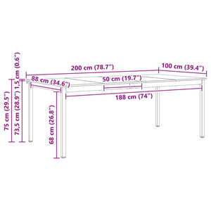 Tavolo da pranzo Bianco 200 x 100 x 75 cm Pino massello 3416326