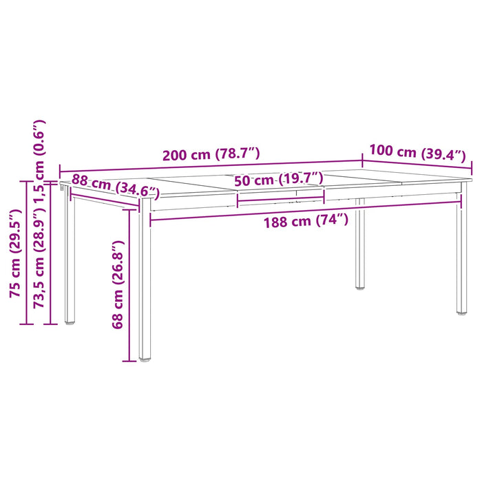 Tavolo da pranzo Bianco 200 x 100 x 75 cm Pino massello 3416326