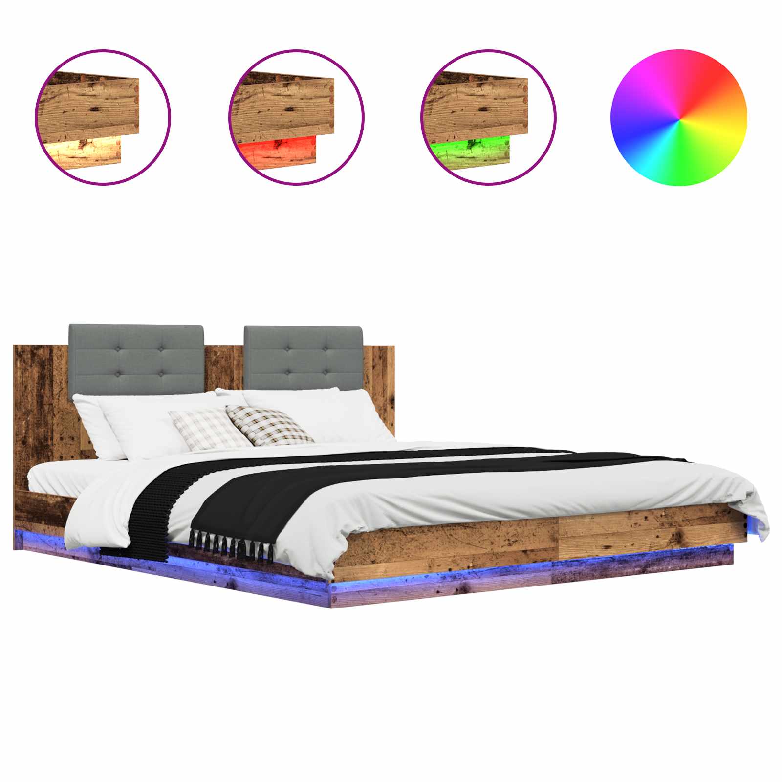 Struttura letto con testata Legno vecchio 200 x 200 cm 3416331