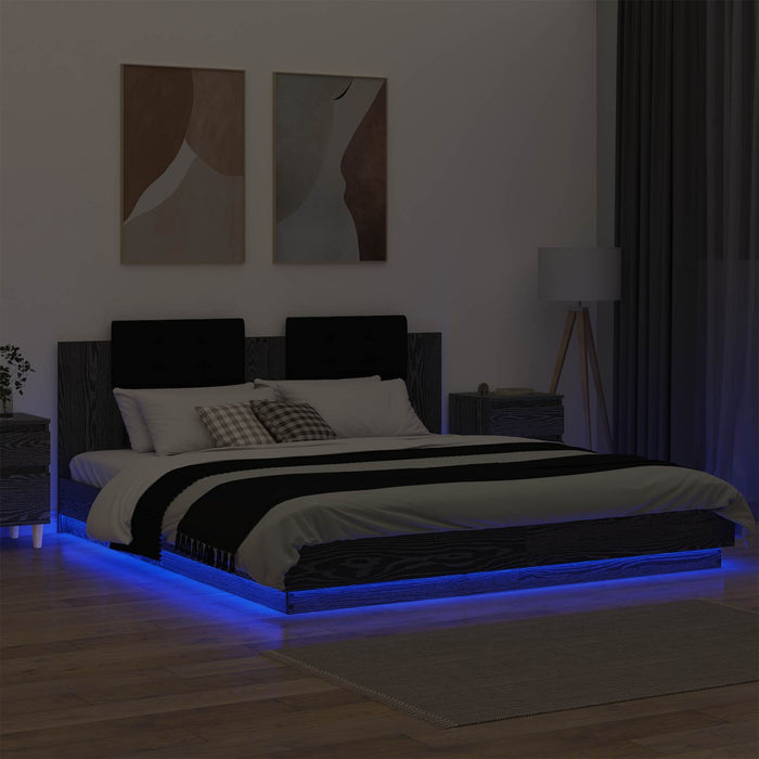 Struttura letto con testata Rovere Nero 200 x 200 cm 3416333