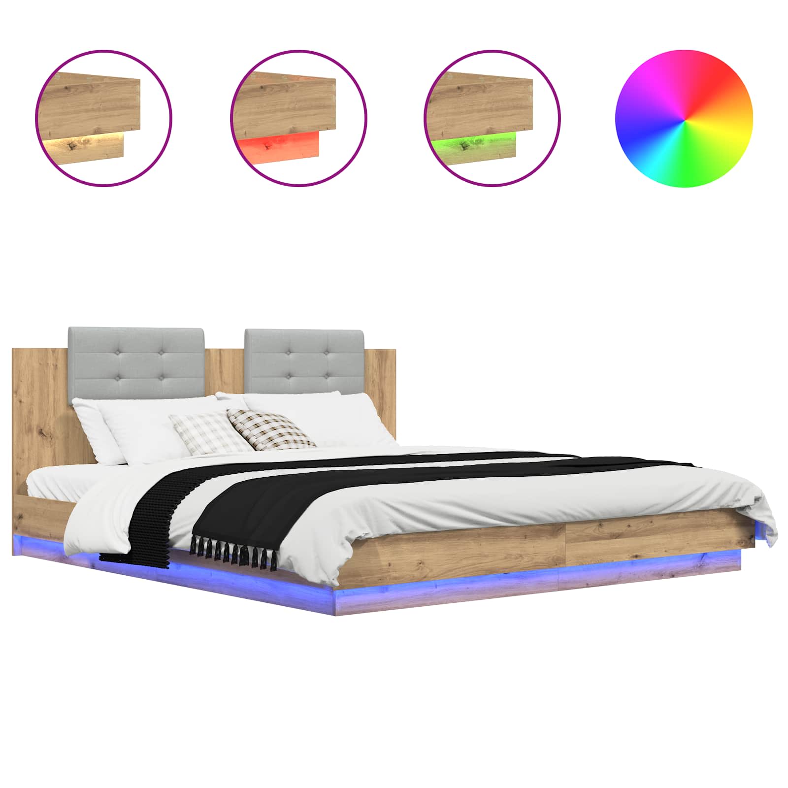 Struttura letto con testata Rovere artigianale 180 x 200 cm 3416335