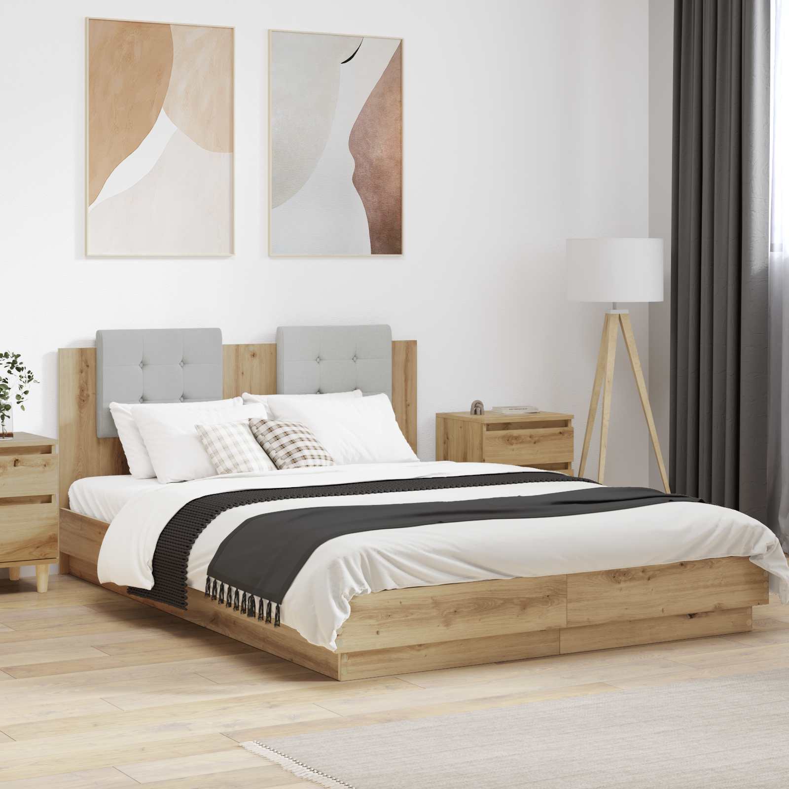 Struttura letto con testata Rovere artigianale 150 x 200 cm 3416341
