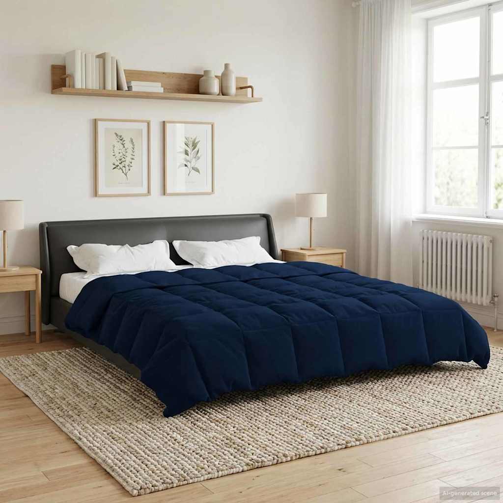 Duvet Estivo Trapuntato Blu Scuro 200 x 200 cm Microfibra 42025968