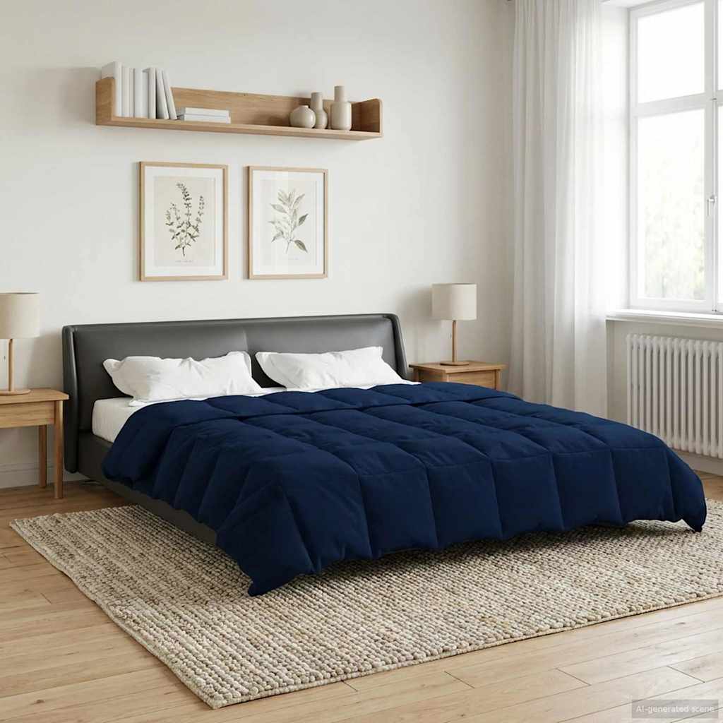 Duvet Estivo Trapuntato Blu Scuro 220 x 240 cm Microfibra 42025974