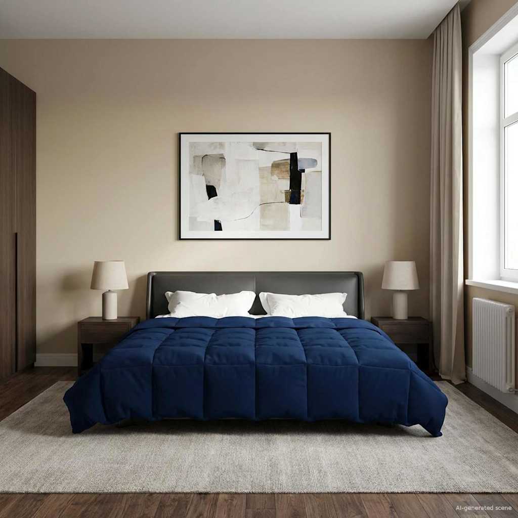 Duvet Estivo Trapuntato Blu Scuro 220 x 240 cm Microfibra 42025974