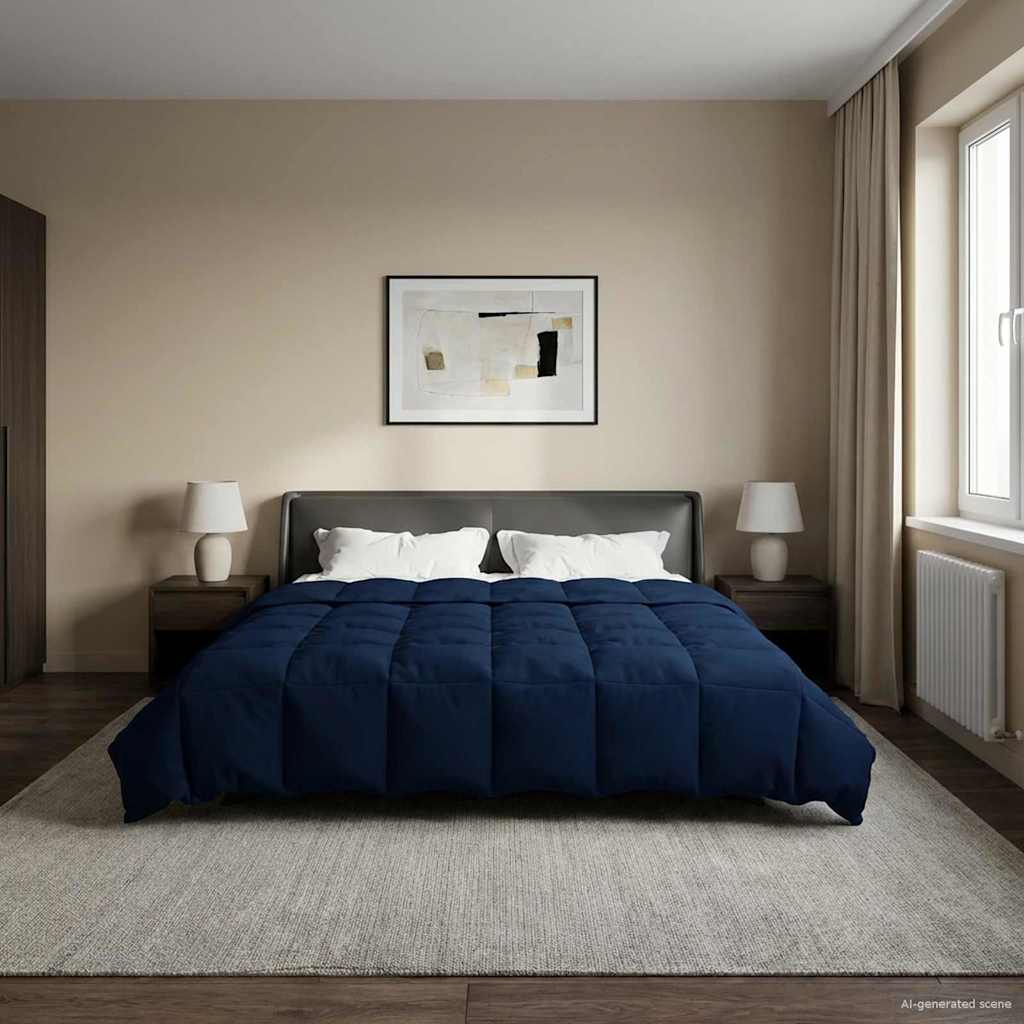 Duvet Estivo Trapuntato Blu Scuro 220 x 260 cm Microfibra 42025975