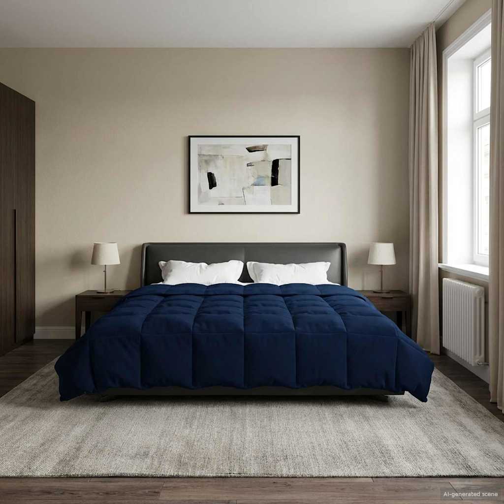 Duvet Estivo Trapuntato Blu Scuro 240 x 260 cm Microfibra 42025976
