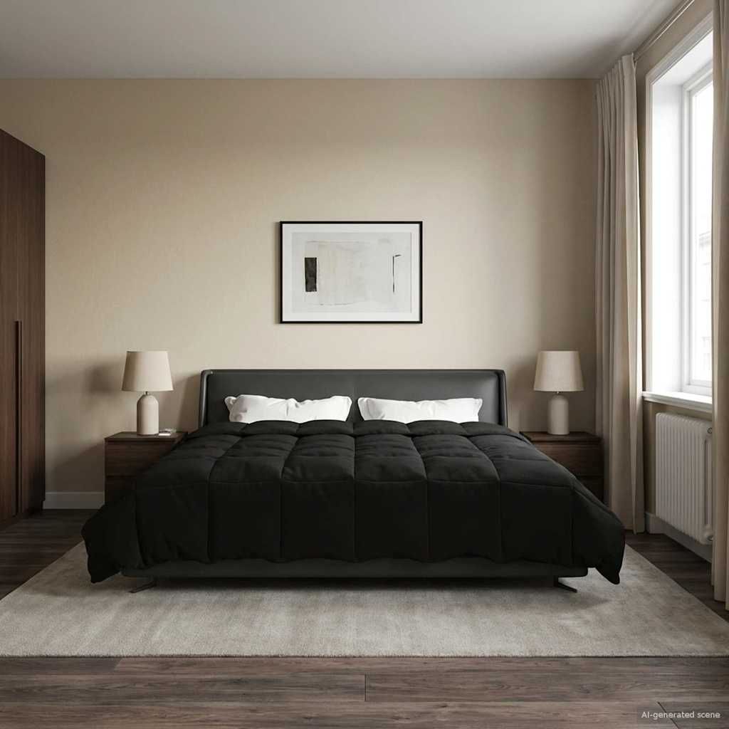 Duvet Invernale Trapuntato Nero 200 x 200 cm Microfibra 42026100