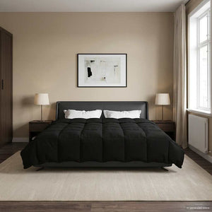 Duvet Invernale Trapuntato Nero 240 x 260 cm Microfibra 42026108
