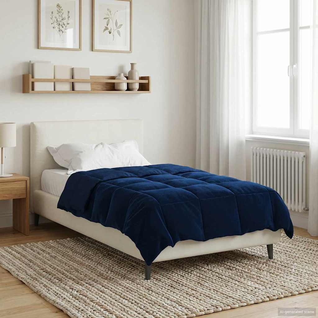 Duvet Invernale Trapuntato Blu Scuro 140 x 220 cm Microfibra 42026139