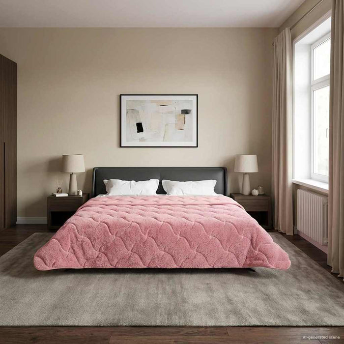 Duvet Estivo Rosa 200 x 220 cm Microfibra e Fleece Teddy 42026201