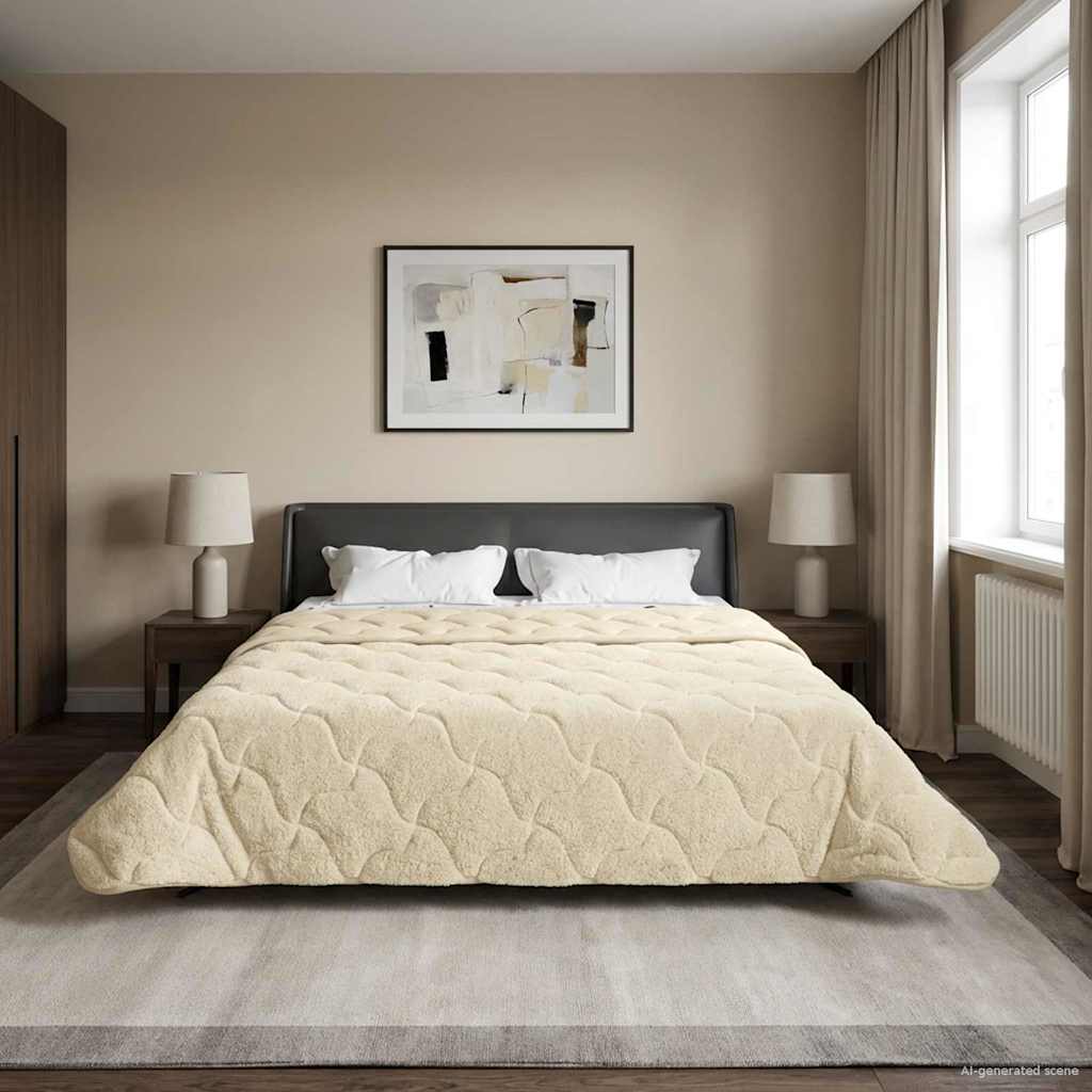 Duvet Estivo Crema 200 x 220 cm Microfibra e Fleece Teddy 42026225