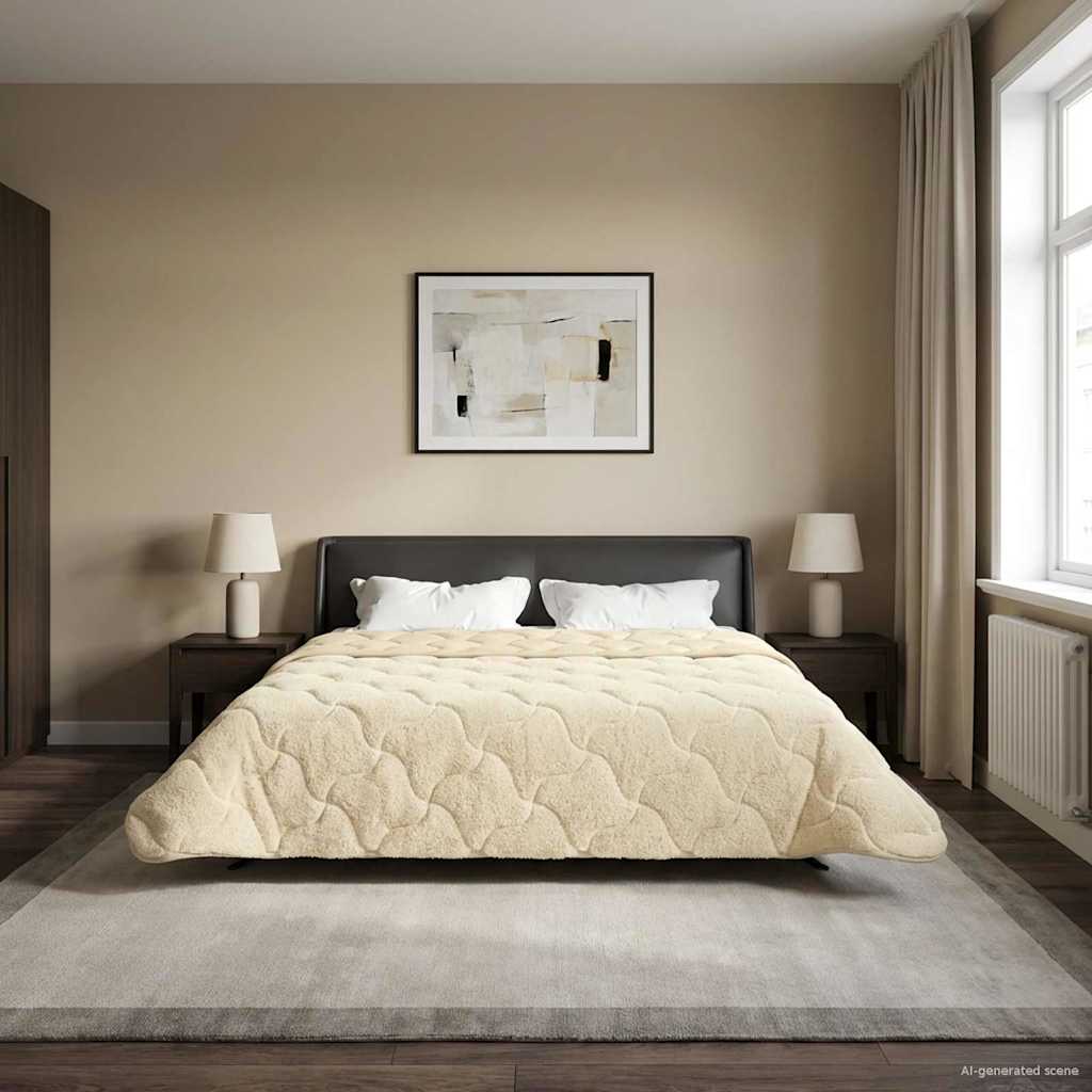 Duvet Estivo Crema 220 x 240 cm Microfibra e Fleece Teddy 42026226