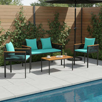 Set di Mobili da Esterno 4 pcs Nero e Turchese Rattan in PE 42025230