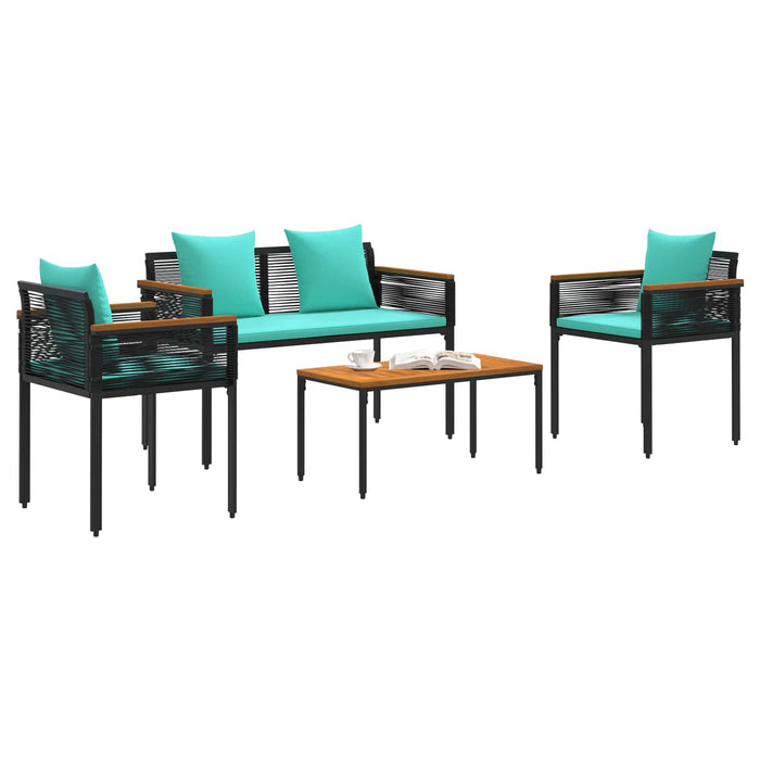 Set di Mobili da Esterno 4 pcs Nero e Turchese Rattan in PE 42025230
