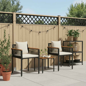 Set di Mobili da Esterno 3 pcs Nero e Bianco Crema Rattan in PE 42025232