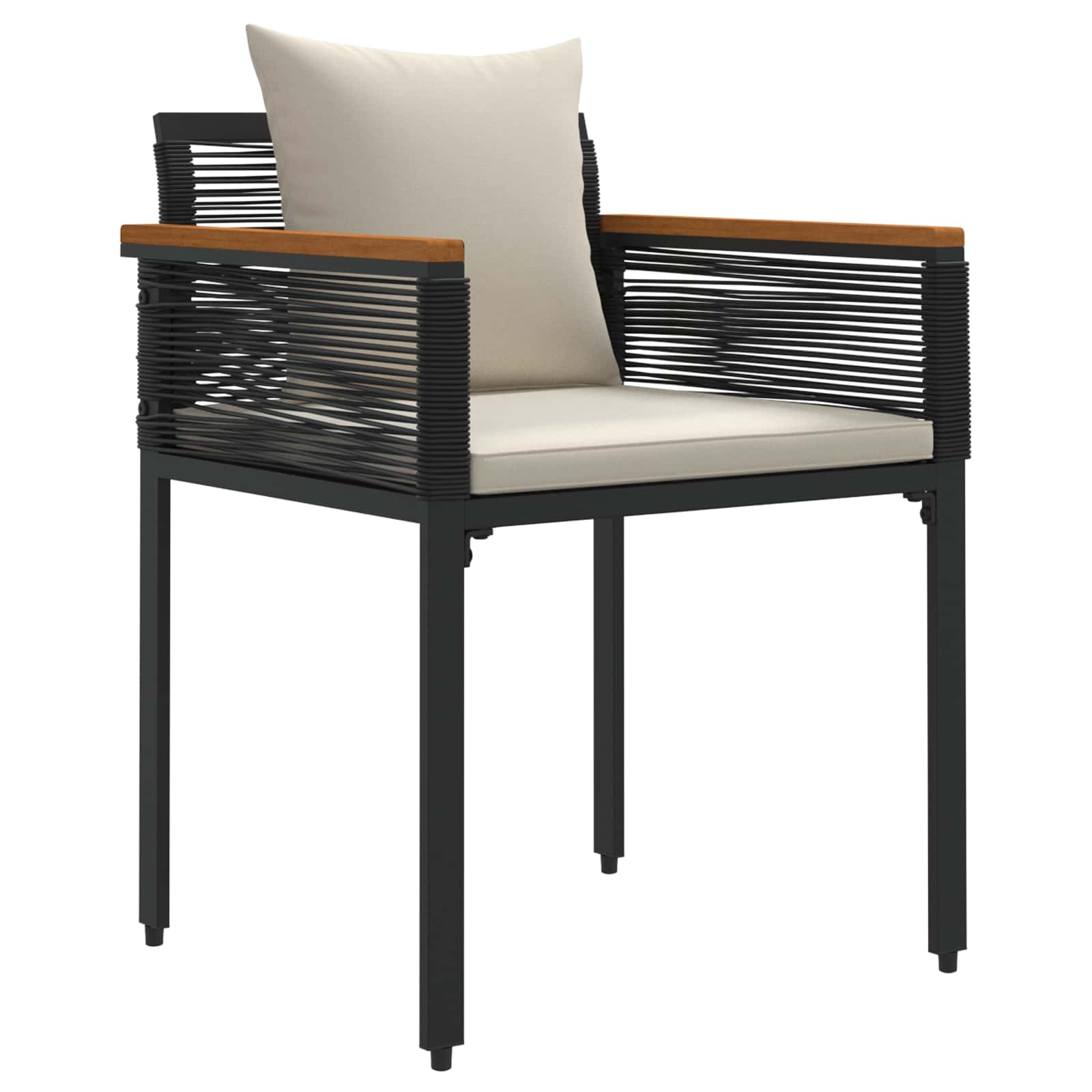 Set di Mobili da Esterno 3 pcs Nero e Bianco Crema Rattan in PE 42025232