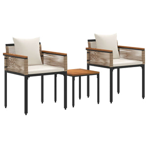 Set di Mobili da Esterno con cuscino 3 pcs Beige e Bianco Crema 42025234