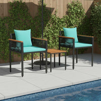 Set di Mobili da Esterno 3 pcs Nero e Turchese Rattan in PE 42025236
