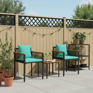 Set di Mobili da Esterno 3 pcs Nero e Turchese Rattan in PE 42025236