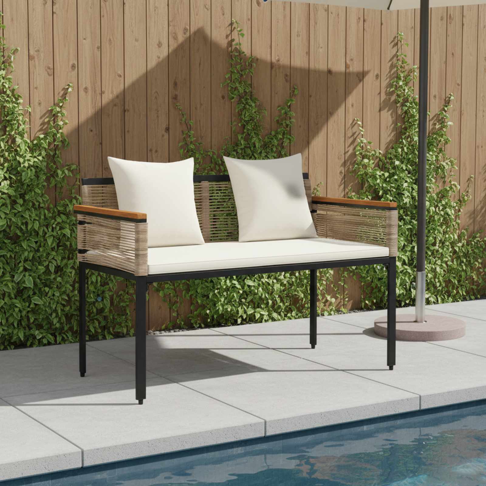 Panchina da esterno Beige e Bianco Crema 117 x 54 x 74.5 cm 42025240