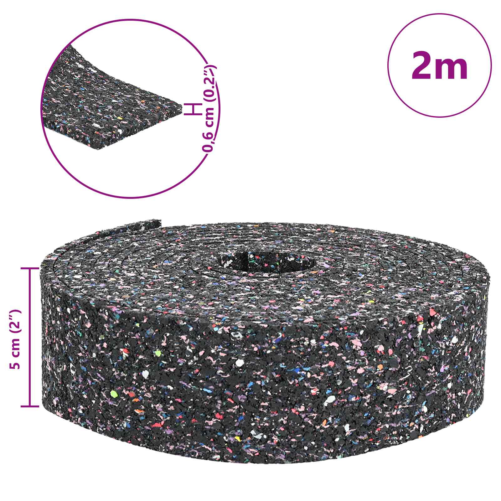 Rullo in gomma Nero 200 x 5 x 0,6 cm Gomma 42027249