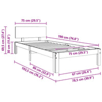 Struttura del letto Marrone cerato 70 x 190 cm Pino massello 863953