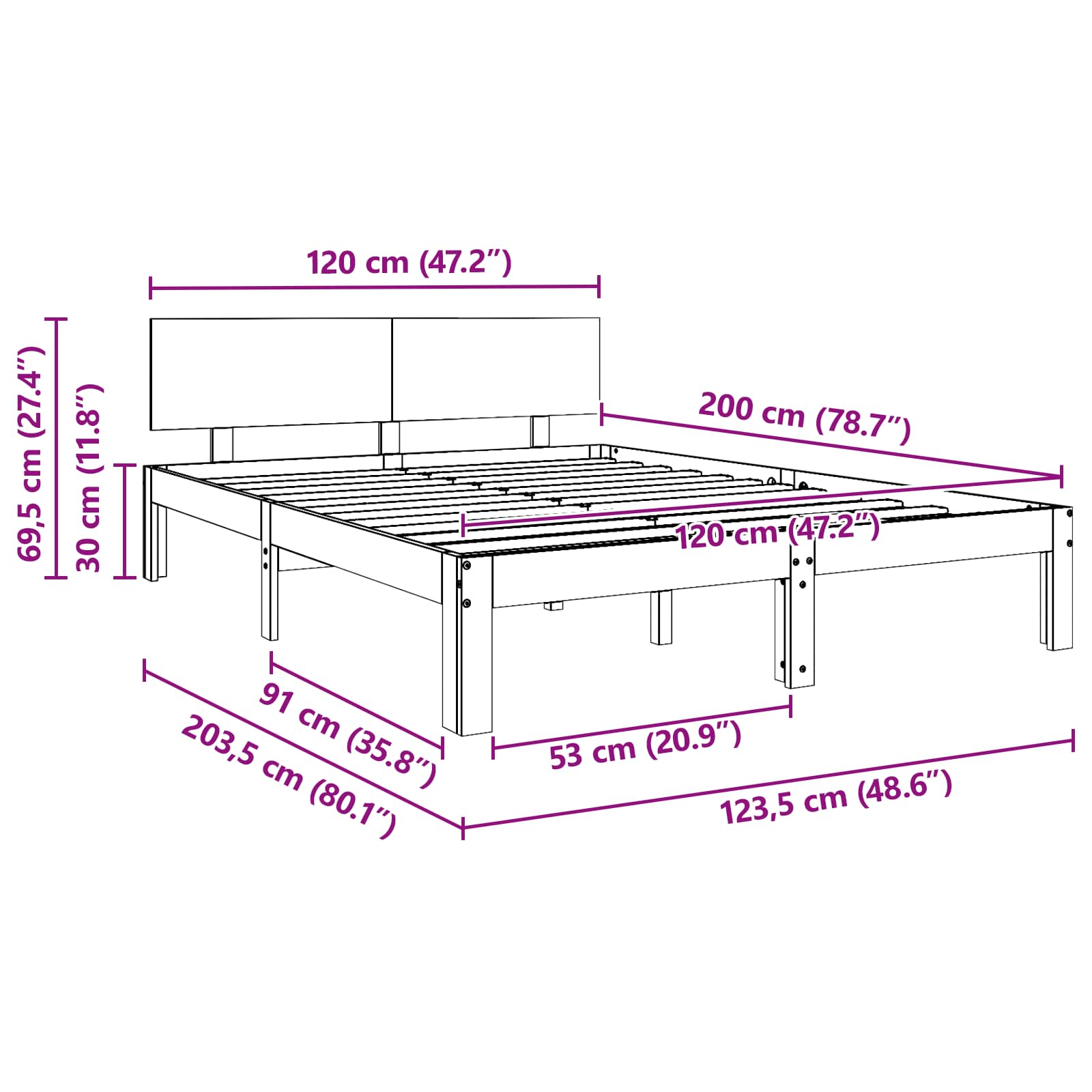Struttura del letto Marrone cerato 120 x 190 cm Pino massello 863974