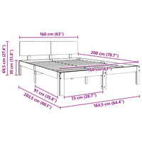 Struttura del letto Marrone cerato 160 x 200 cm Pino massello 863983
