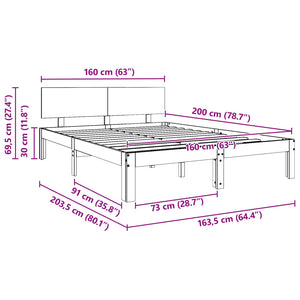 Struttura del letto Marrone cerato 160 x 200 cm Pino massello 863983
