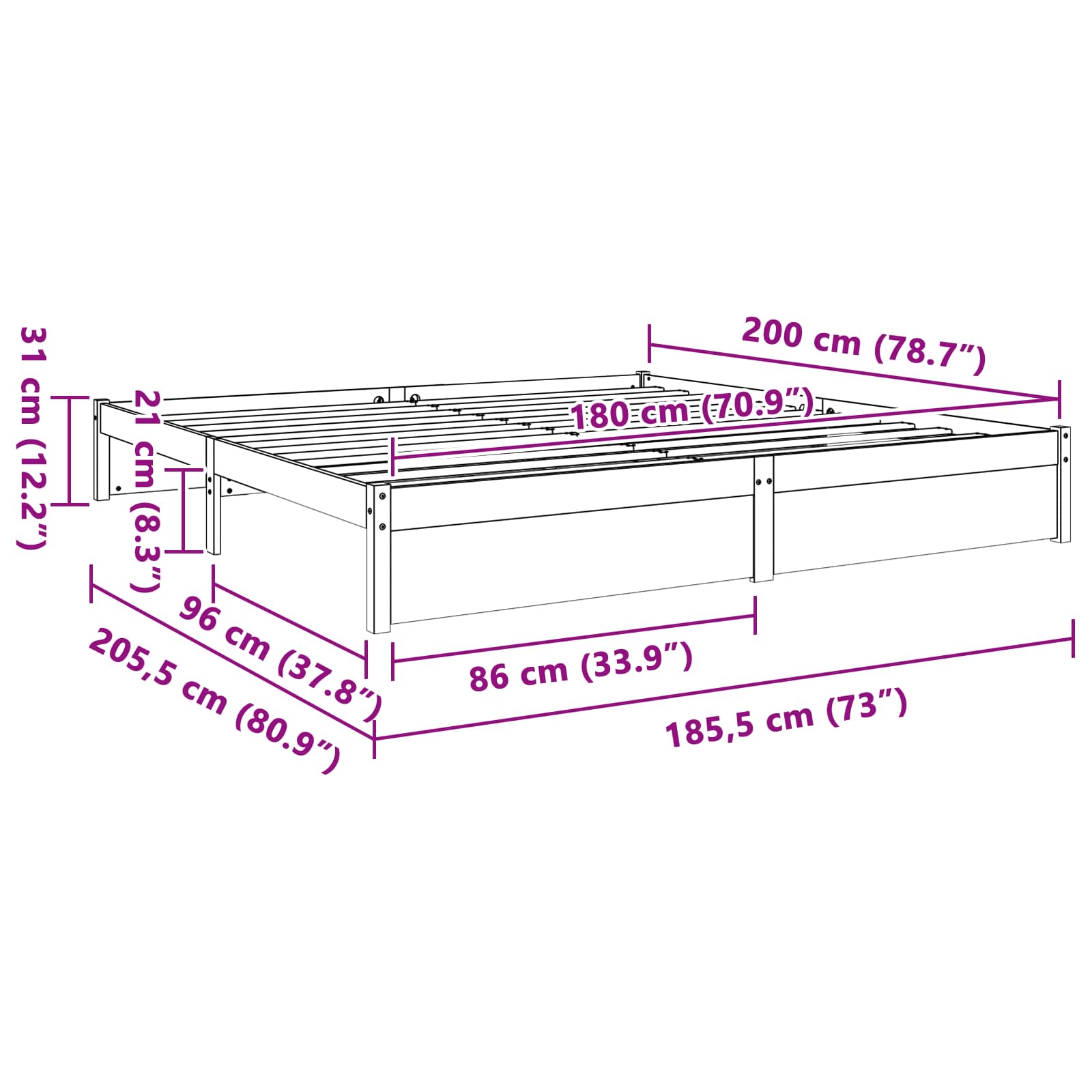 Struttura del letto Marrone cerato 180 x 200 cm 864025