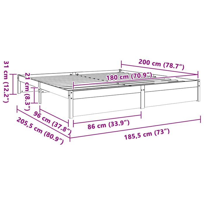 Struttura del letto Marrone cerato 180 x 200 cm 864025