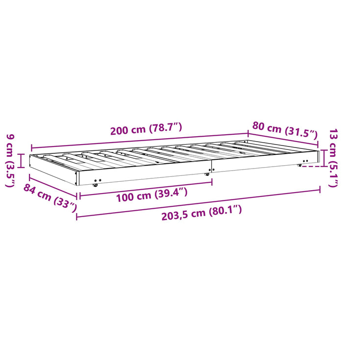 Struttura del letto Marrone cerato 80 x 200 cm Pino massello 864061