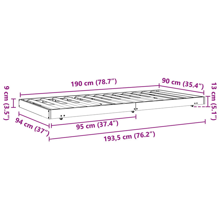 Struttura del letto Marrone cerato 90 x 190 cm Pino massello 864064