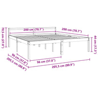 Struttura del letto Marrone cerato 200 x 200 cm Pino massello 867928