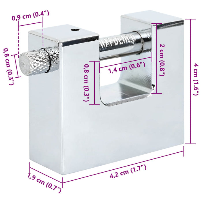 Lucchetto Argento 4,2 x 1,9 x 4 cm Acciaio 42020726