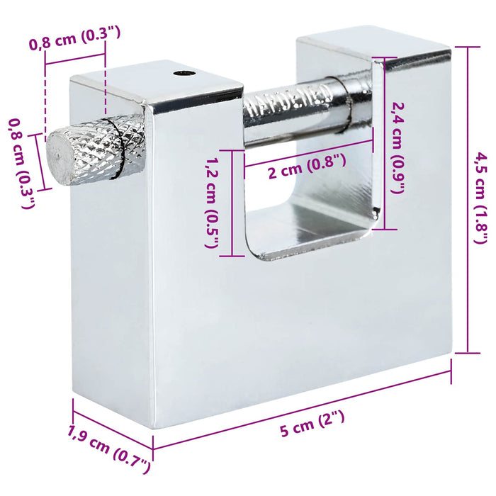 Lucchetto 2 pcs Argento 5 x 1,9 x 4,5 cm Ferro 42020729