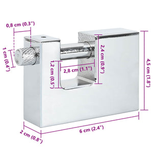 Lucchetto 12 pcs Argento 6 x 2 x 4,5 cm Ferro 42020734