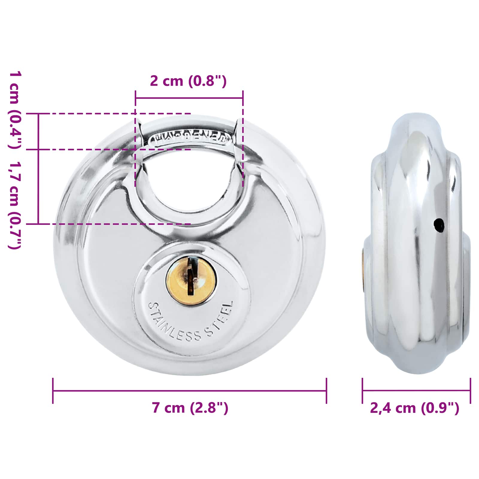 Lucchetti Discus con Chiavi 2 pcs Argento 7 x 2.4 x 7 cm 42020747