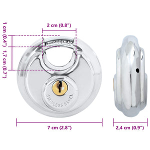 Lucchetti Discus con Chiavi 2 pcs Argento 7 x 2.4 x 7 cm 42020747